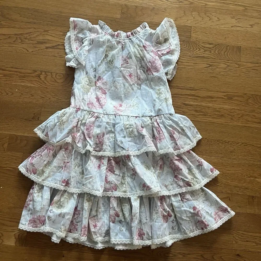 Trish Scully NWT Pink Lace Girls Dress Size 8 Floral Dressy Formal New Ruffles